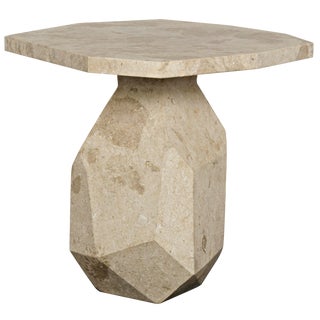 Polyhedron Side Table, White Marble For Sale