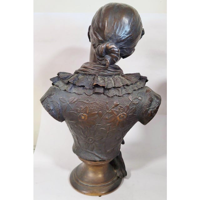 Metal Antique French Lifesize Bronze Bust of a Young Woman by Wagner For Sale - Image 7 of 18