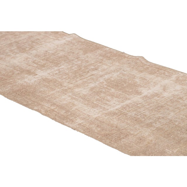 Textile Vintage Turkish Beige Handmade Distressed Wool Runner For Sale - Image 7 of 9