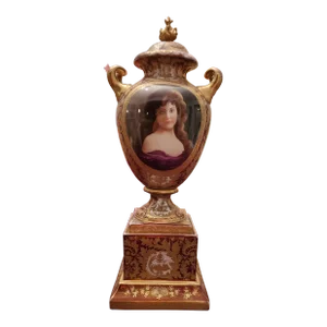 Antique Royal Vienna Gold Painted Palace Urn Girl Portrait