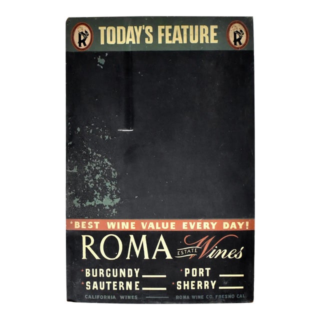 Vintage Wine Menu Chalkboard For Sale