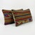 Mid-Century Modern Bohemian Kilim Lumbar Pillow Cover 11'' X 23'' - Set of Two For Sale - Image 3 of 4
