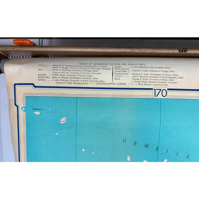 Vintage 1960’s United States School Wall Map by Denoyer-Geppert For Sale - Image 10 of 12