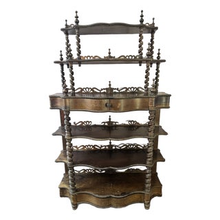 Late 19th Century Victorian Barley Twist Etagere With 2 Drawers and 6 Shelves. For Sale