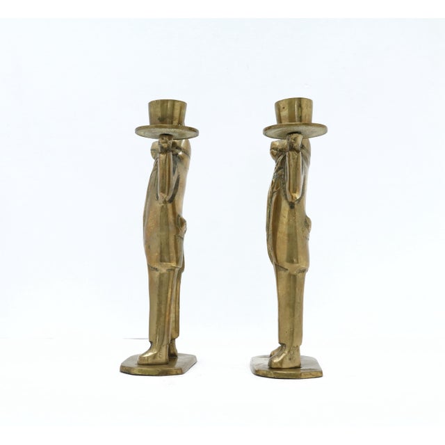 Late 20th Century Brass Pig Butler Candle Holder, a Pair For Sale - Image 5 of 10