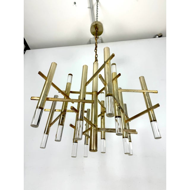 Gold Nine Lights Chandelier in Gilded Chrome by Sciolari, 1960s For Sale - Image 8 of 12
