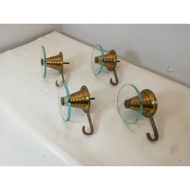 Vintage Italian Glass and Brass Coat Rack from Fontana Arte, 1950s, Set of 4 For Sale - Image 12 of 12