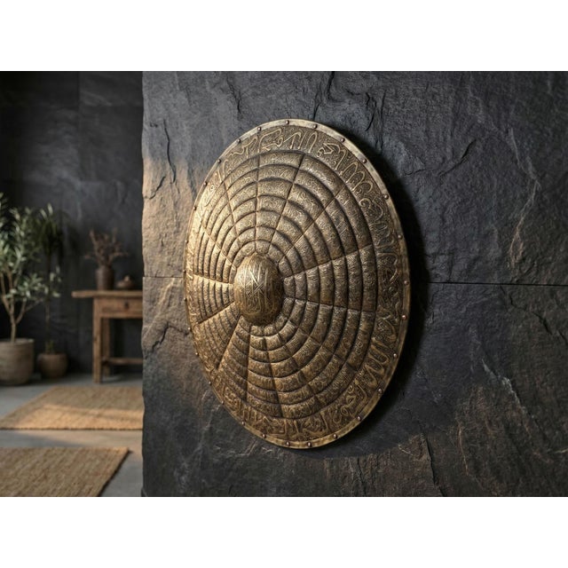 Hand-Forged Brass Ottoman Shield For Sale - Image 9 of 12