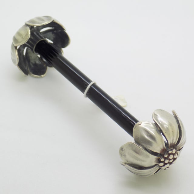 1980s Vintage Italian Sterling Silver 925 and Glass Spoon Rest with Daisies by Ottaviani, 1970s For Sale - Image 5 of 11