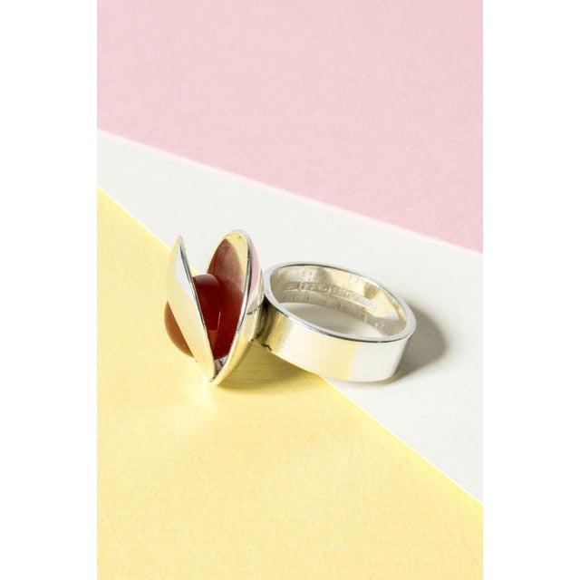 1960s Silver and Carnelian Ring from Elis Kauppi, 1960s For Sale - Image 5 of 7
