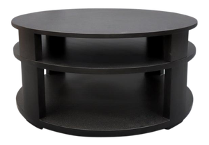 Vintage Circular Wooden Coffee Table in Black Finish
