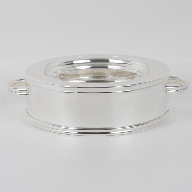 Ercuis, Paris Crystal and Silver Plate Caviar Bowl Dish Server, circa 1960 For Sale - Image 9 of 15