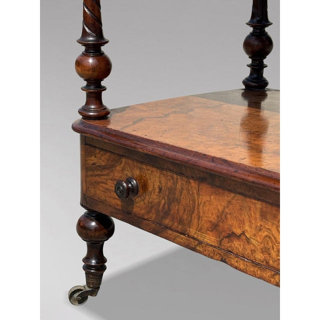 Antique Victorian Three-Tier Whatnot in Walnut, C1880 For Sale - Image 3 of 10