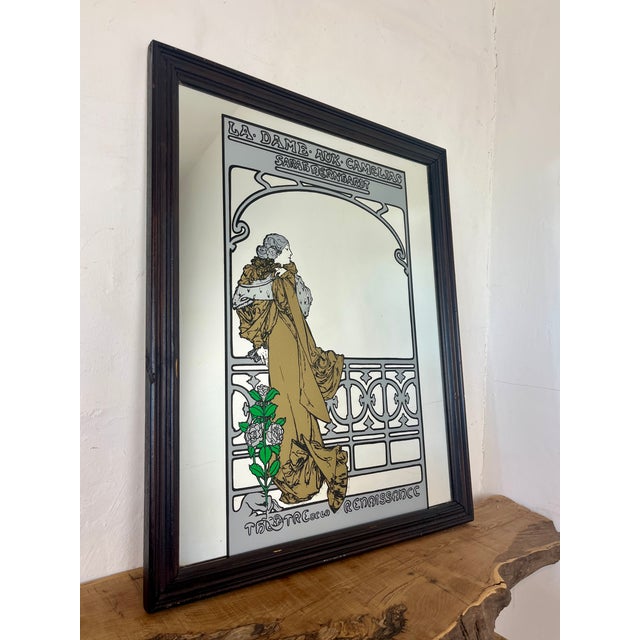 Vintage Art Nouveau Style Mirror with Sarah Bernhardt Motif, 1970s For Sale - Image 10 of 14