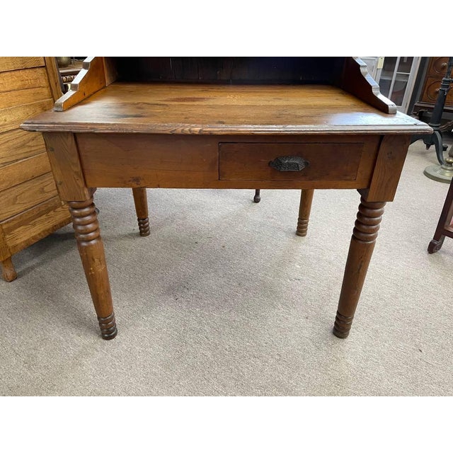 Antique Primative Wooden Postal Mail Sorting Desk Cabinet, 32 Cubbies, Deep Drawer For Sale - Image 4 of 12