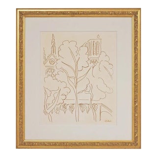 Late 20th Century La Cité–Notre-Dame Etching, Matted and Framed, Reverse Signed on Plate For Sale