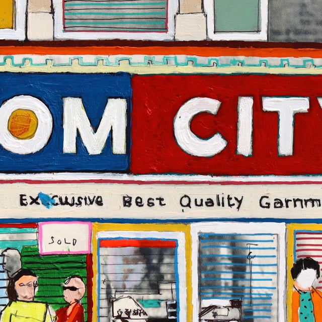 Paper Boom City, London - Original Contemporary London Cityscape Mixed Media Painting on Paper by Fabio Coruzzi For Sale - Image 7 of 10