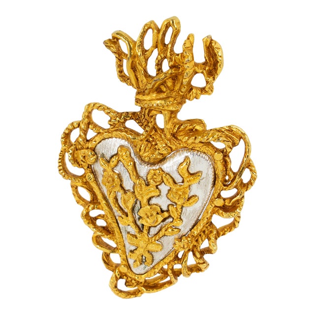 Christian Lacroix Gilt Metal Ex-Voto Brooch Limited Edition Noel 1997 For Sale