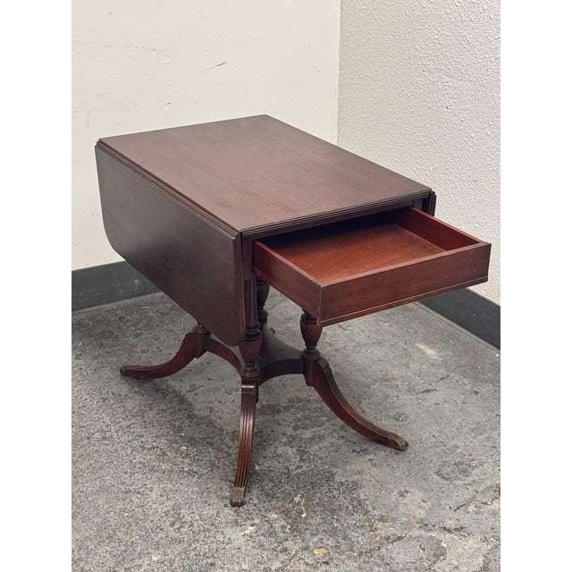 Imperial Furniture Co. Mahogany Drop-Leaf Pembroke Table, Vintage For Sale - Image 9 of 12