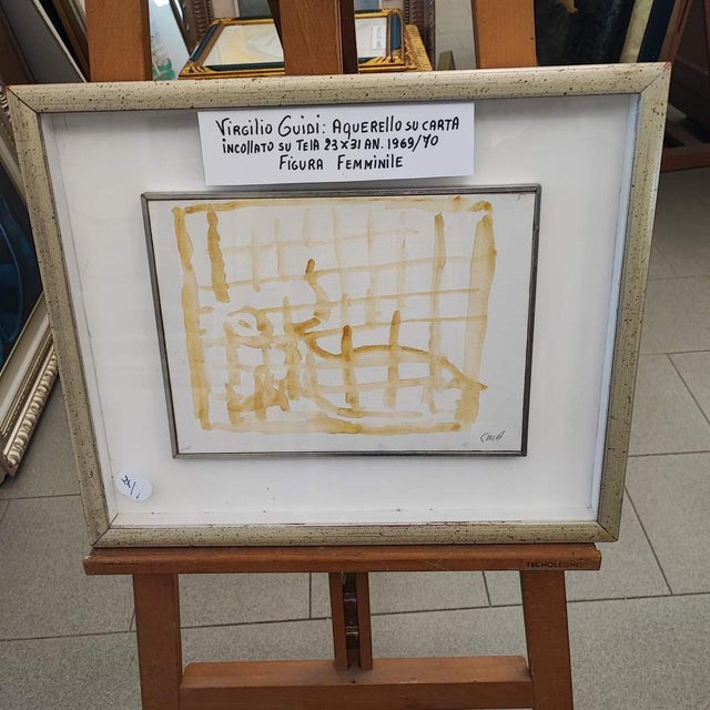 Virgilio Guidi, Watercolor on Cardboard For Sale - Image 10 of 10