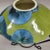 Blue Modern Lime Green and Blue Crystalline Porcelain Art Vase With Stand For Sale - Image 8 of 9