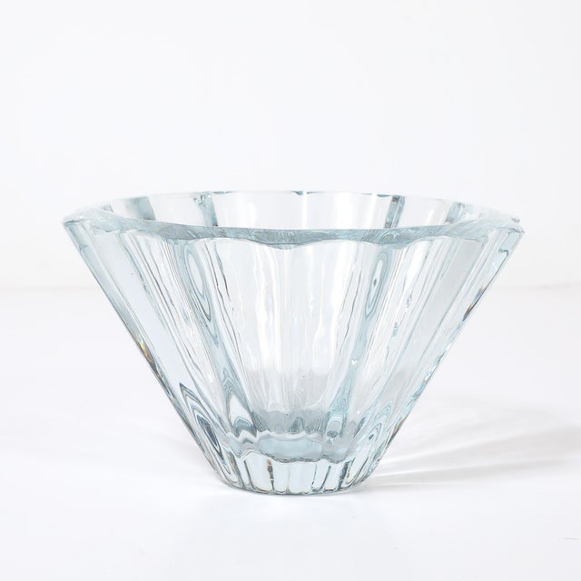 Blue Mid-Century Modern Strombergshyttan Blue Crystal Fluted Glass Bowl For Sale - Image 8 of 10