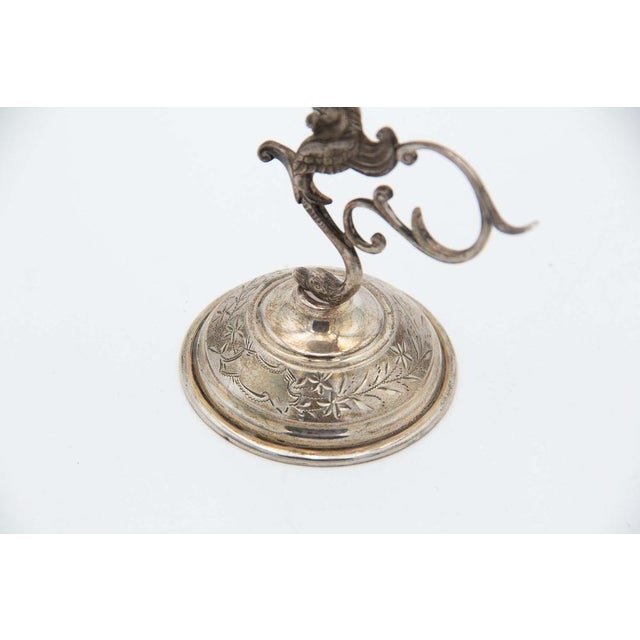 Silver Toothpick Holder with Chalice Over Mythological Figure in Relief For Sale - Image 3 of 4