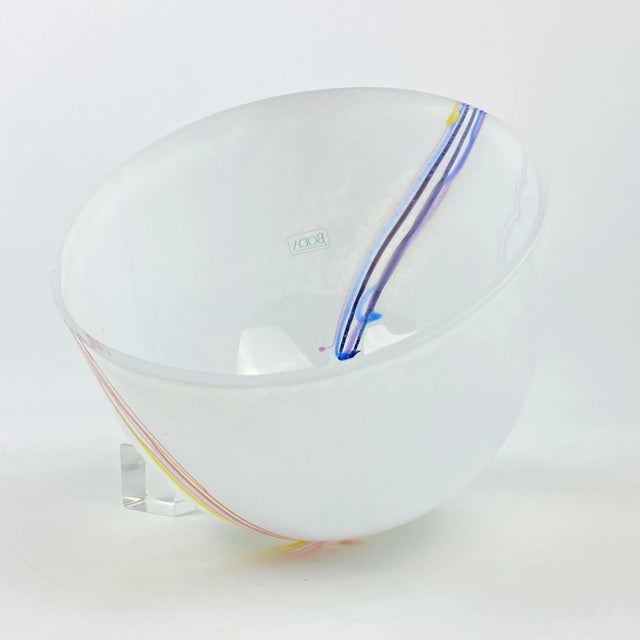 Large Bertil Vallien Kosta Boda Swedish Art Glass Bowl For Sale - Image 9 of 13