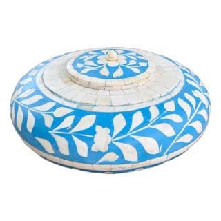 Bone Inlay Lidded Turquoise Box For Sale