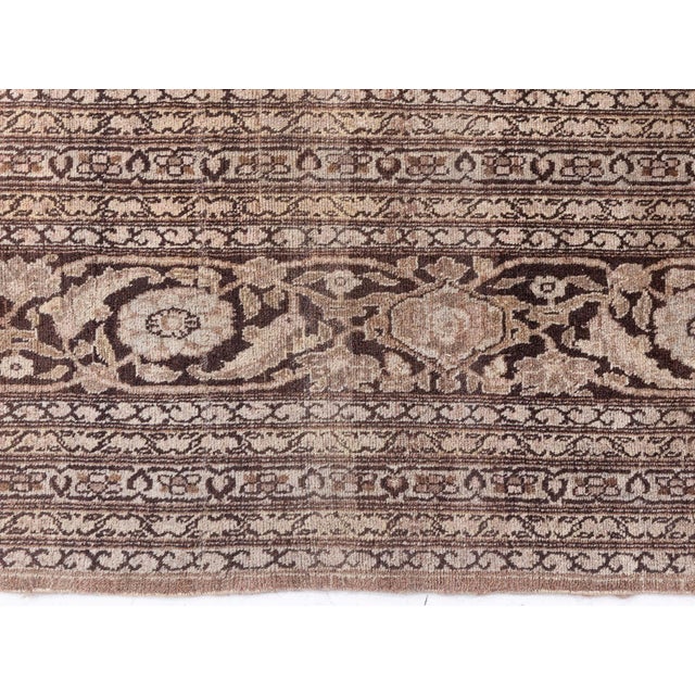 Persian Antique Persian Tabriz Handmade Wool Carpet For Sale - Image 3 of 13