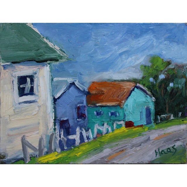 Modern Impressionist Oil Painting, Mendocino Alley For Sale
