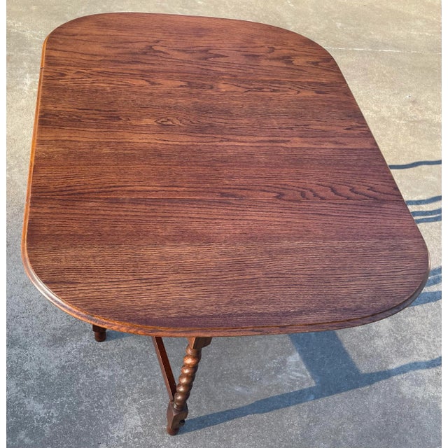 Vintage English Barley Twist Gateleg Drop Leaf Table For Sale - Image 11 of 11