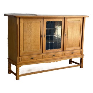 Vintage Danish Oak Cabinet by Stilmobler, 1970s Display Sideboard For Sale