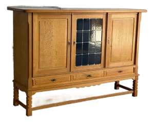 Vintage Danish Oak Cabinet by Stilmobler, 1970s Display Sideboard