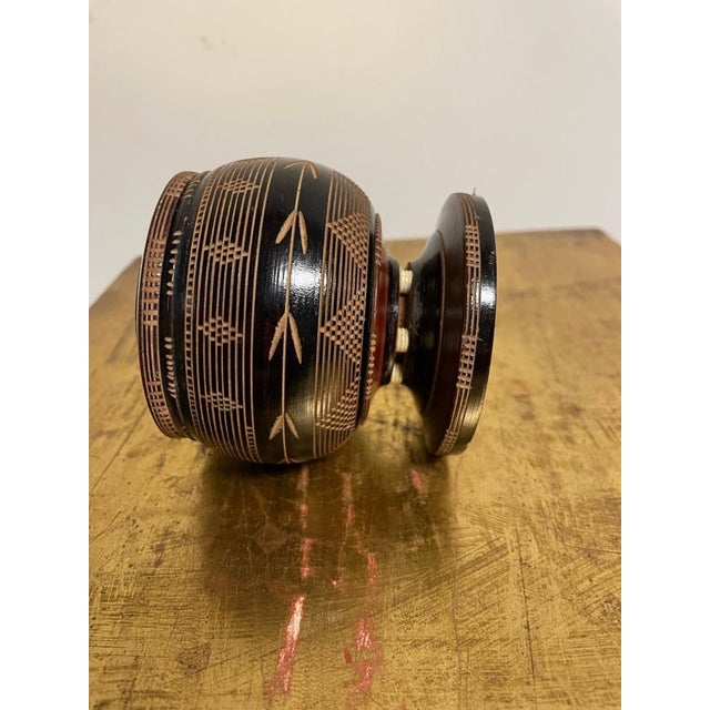 Whaler Made Bone and Ebonized Wood Round Lidded Box, circa 1850 For Sale - Image 9 of 12