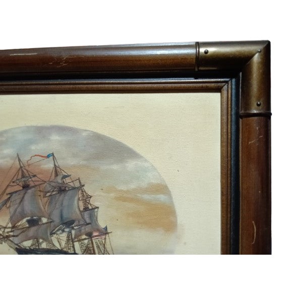 1930s Charles Vincent Lamb Original Seascape Painting ( Custom Bronze Frame) For Sale - Image 4 of 4