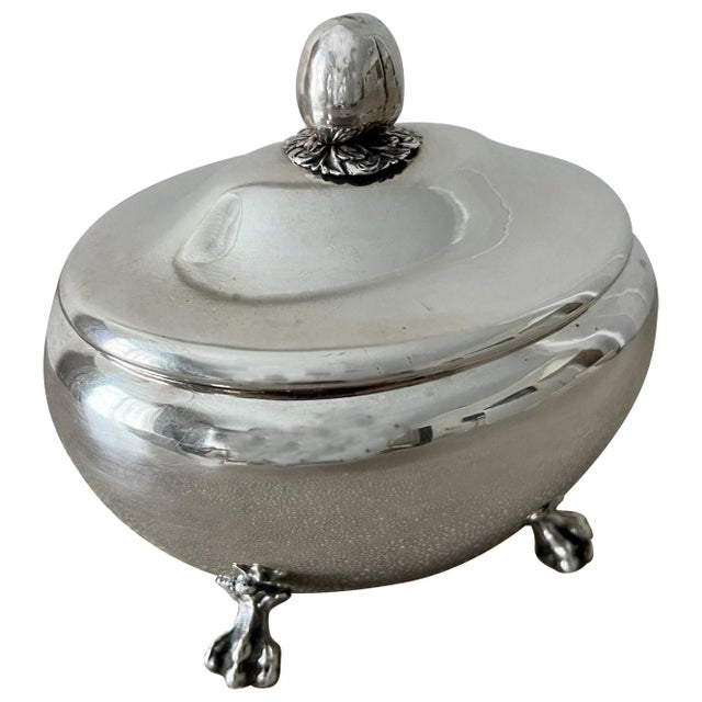 Silver Plate Hinged Oval Box on Claw Feet For Sale - Image 10 of 10