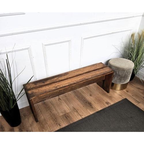 Beautiful Italian rustic primitive country wooden bench in original aged natural color giving the rich and beautiful...