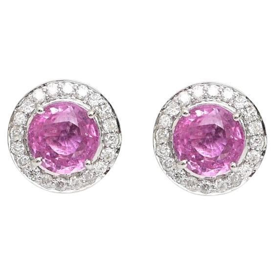 2.35 cts Natural pink sapphire & 0.34 cts diamond earrings in 18k gold For Sale - Image 15 of 18