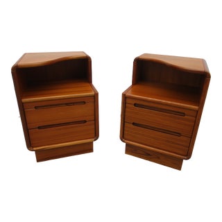 Danish Modern Teak Nightstands -Sun Cabinet Company For Sale