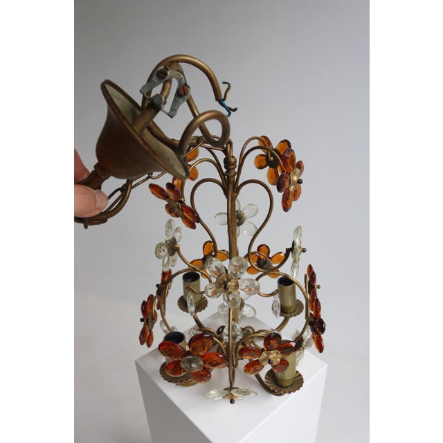Italian Flower Pendant Light in Amber and Clear Glass, 1950s For Sale - Image 9 of 11