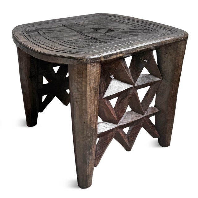 Vintage Large Nupe Wood Stool Table For Sale In Los Angeles - Image 6 of 7