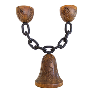 Spanish Chain and Wood Candle Holder Candelabra by Joaquin Ripoll