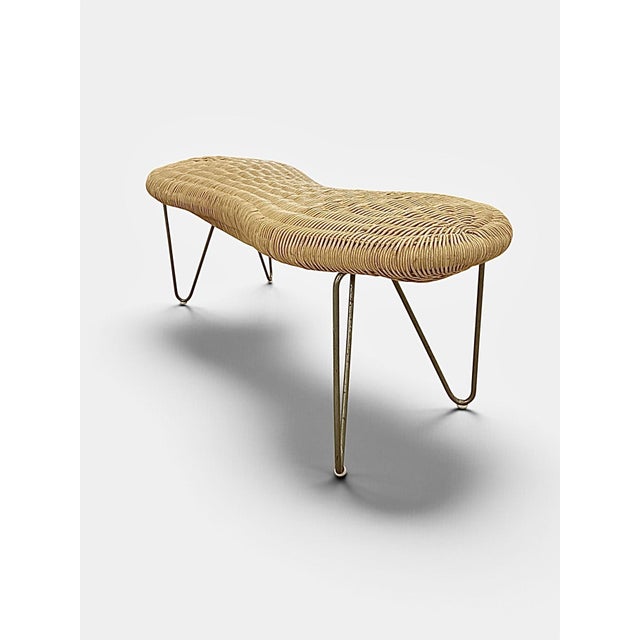 Vintage Peanut Wicker Bench from Ikea, Sweden, 1990 For Sale - Image 6 of 7
