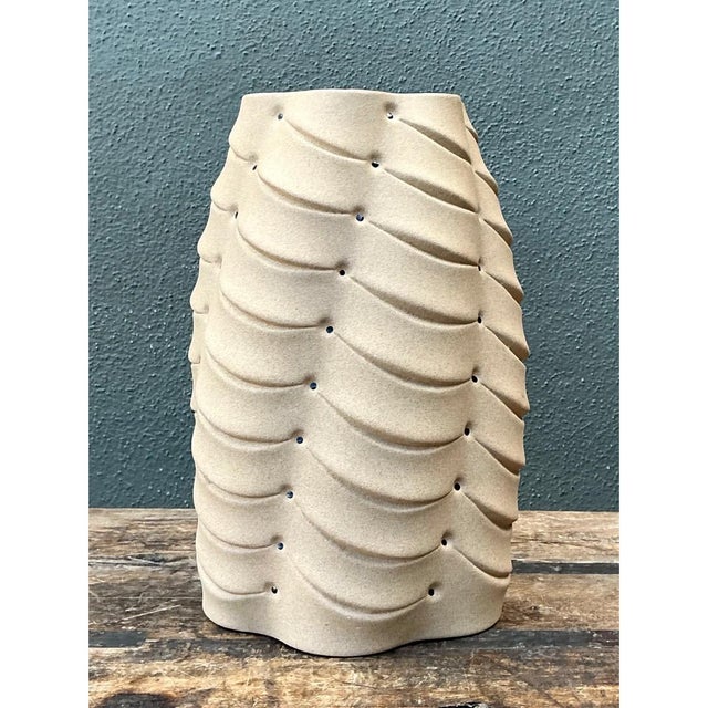 Vintage Sculptural Ceramic Vase With Crystal Points For Sale - Image 4 of 12