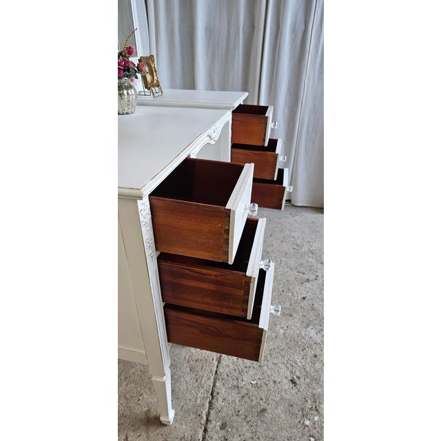 Vintage Vanity 3 Mirrors, 1930's, White Romantic Style For Sale - Image 10 of 16