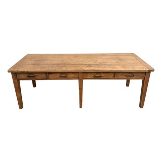 Large Farmhouse Table with Oak Top and Spindle Legs, 1950s For Sale