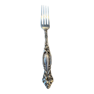 Antique International Silver "Frontenac" Sterling Silver Dinner Fork. 7.25" Long. Monogram "D".