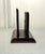 Wood Vintage Traditional Genuine Brown Leather Gold Tooling Letter Holder Desk Set For Sale - Image 7 of 10