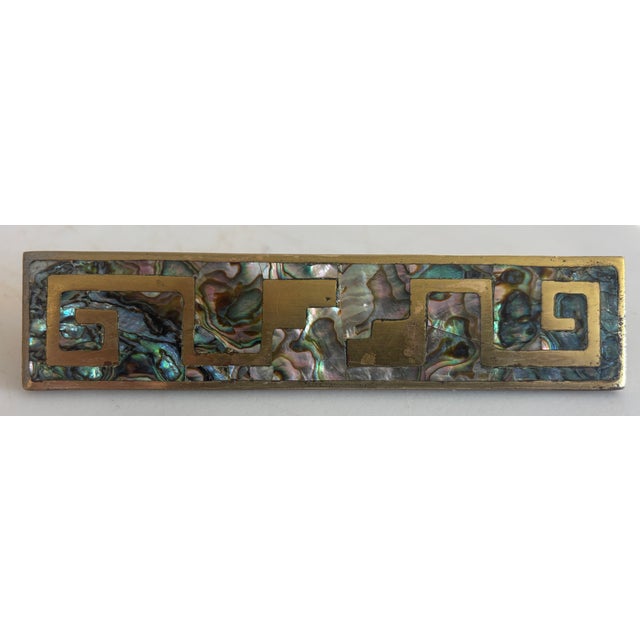 1950s 6 Brass Inlay Cabinet Pulls in the Style of Los Castillo For Sale - Image 11 of 13